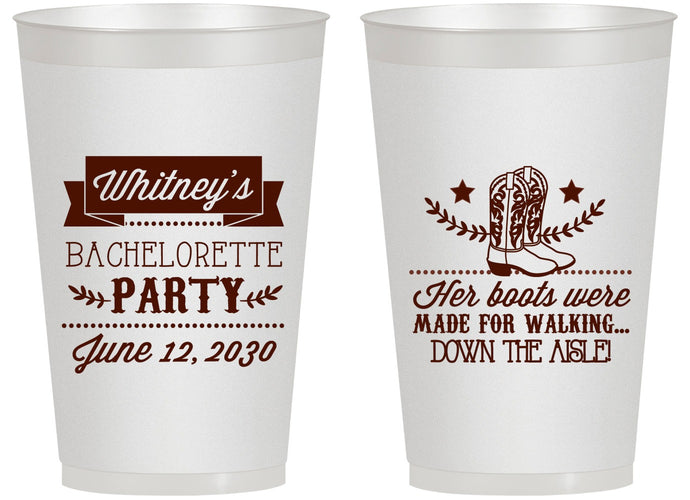 Personalized Bachelorette 14 oz Frosted Cups - Cowgirl Boots | 60072