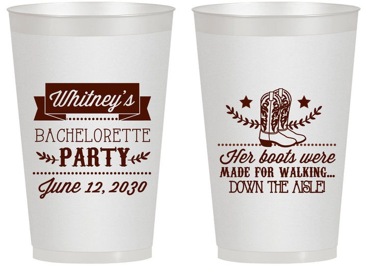 Personalized Bachelorette 14 oz Frosted Cups - Cowgirl Boots | 60072