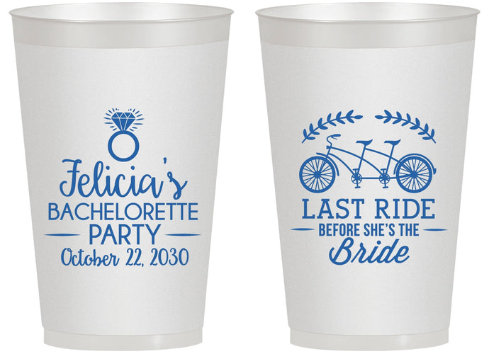 Personalized Bachelorette 14 oz Frosted Cups - Last Ride Before Bride | 60073