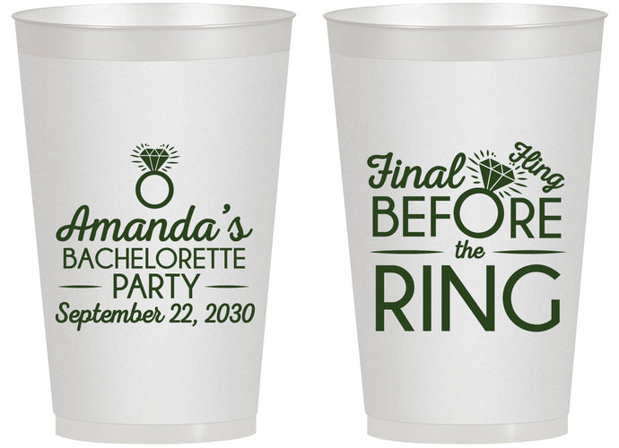 Personalized Bachelorette 14 oz Frosted Cups - Final Fling Before The Ring | 60074