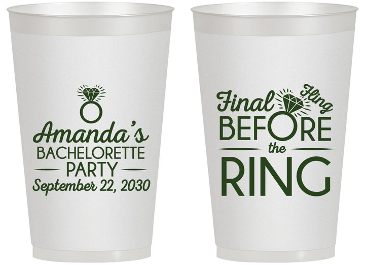 Personalized Bachelorette 14 oz Frosted Cups - Final Fling Before The Ring | 60074