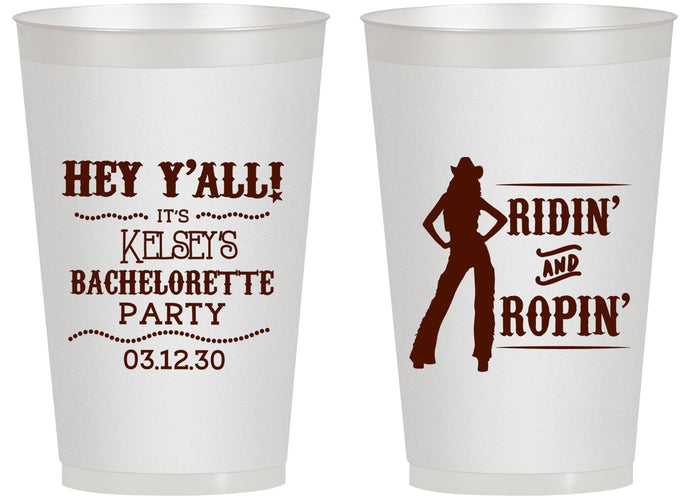 Personalized Bachelorette 14 oz Frosted Cups - Ridin And Ropin | 60078