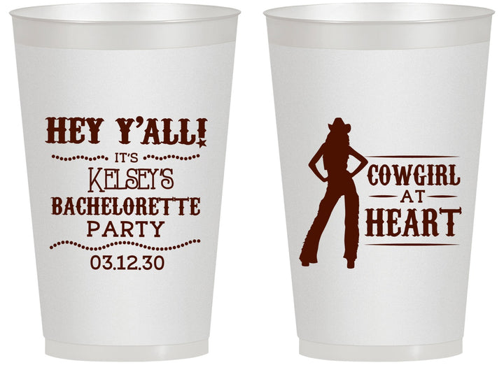 Personalized Bachelorette 14 oz Frosted Cups - Cowgirl At Heart | 60079