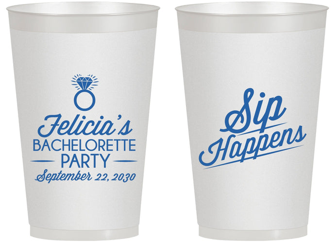 Personalized Bachelorette 14 oz Frosted Cups - Sip Happens | 60081