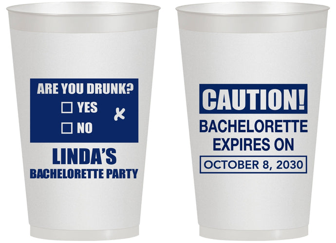 Personalized Bachelorette 14 oz Frosted Cups - Caution | 60082