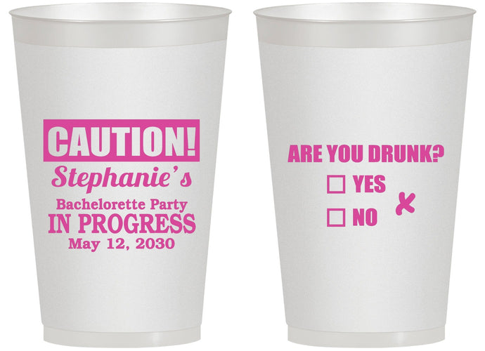 Personalized Bachelorette 14 oz Frosted Cups - Drunk Yes Or No | 60083