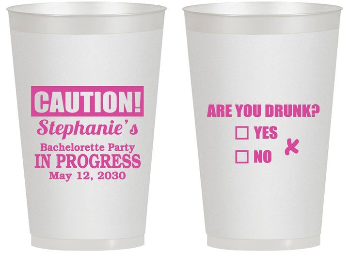 Personalized Bachelorette 14 oz Frosted Cups - Drunk Yes Or No | 60083