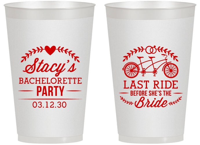 Personalized Bachelorette 14 oz Frosted Cups - Last Ride Before Bride | 60093