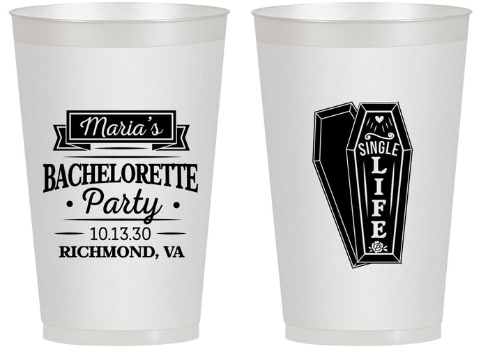 Personalized Bachelorette 14 oz Frosted Cups - Rip Single Life | 60095