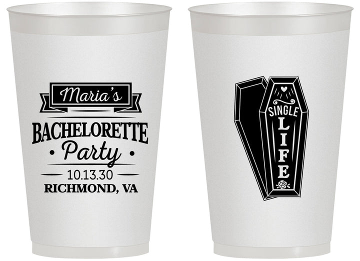 Personalized Bachelorette 14 oz Frosted Cups - Rip Single Life | 60095