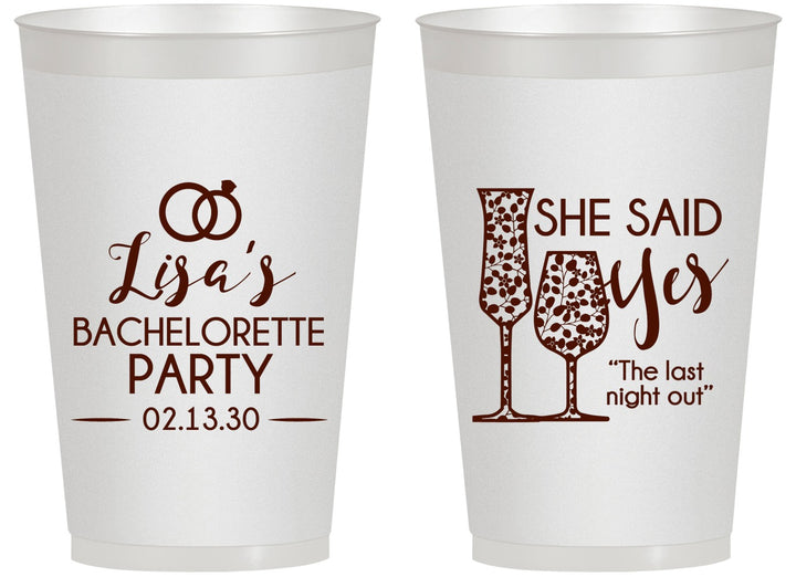 Personalized Bachelorette 14 oz Frosted Cups - The Last Night Out | 60097