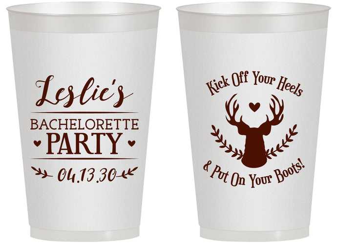 Personalized Bachelorette 14 oz Frosted Cups - Deer Heels Boots | 60102