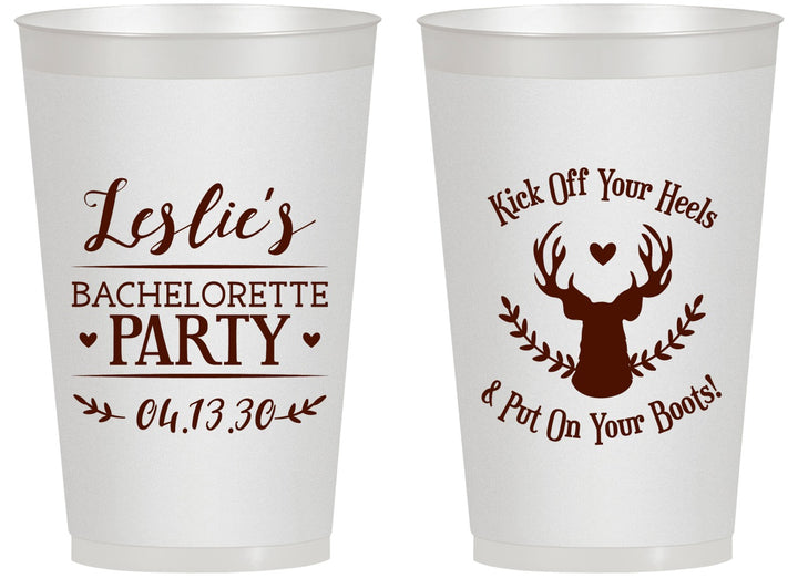 Personalized Bachelorette 14 oz Frosted Cups - Deer Heels Boots | 60102