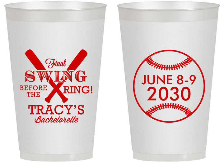 Personalized Bachelorette 14 oz Frosted Cups - Final Swing Before Ring | 60109