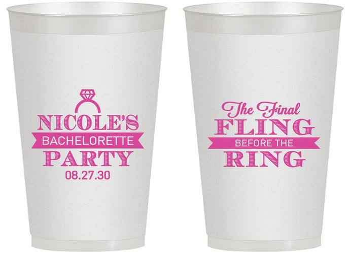 Personalized Bachelorette 14 oz Frosted Cups - Final Fling Before The Ring | 60110