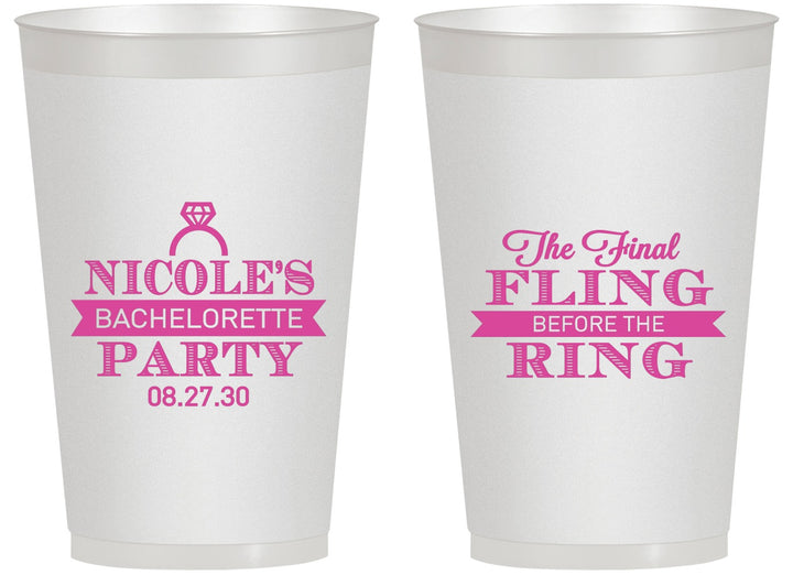Personalized Bachelorette 14 oz Frosted Cups - Final Fling Before The Ring | 60110
