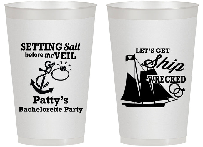 Personalized Bachelorette 14 oz Frosted Cups - Setting Sail Before Veil | 60116