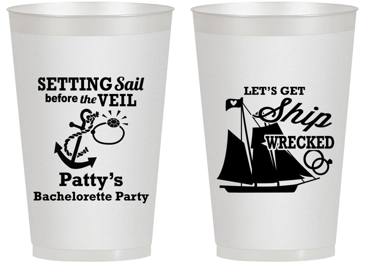 Personalized Bachelorette 14 oz Frosted Cups - Setting Sail Before Veil | 60116