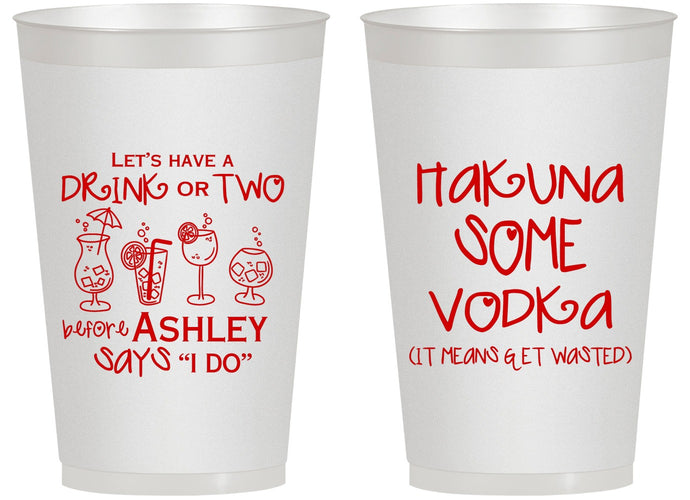 Personalized Bachelorette 14 oz Frosted Cups - Lets Get Wasted | 60119