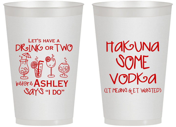 Personalized Bachelorette 14 oz Frosted Cups - Lets Get Wasted | 60119