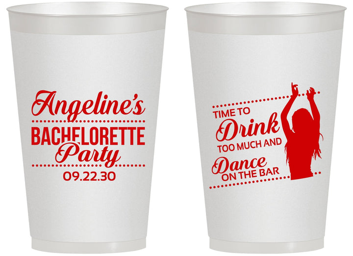 Personalized Bachelorette 14 oz Frosted Cups - Drink Dance On Bar | 60122