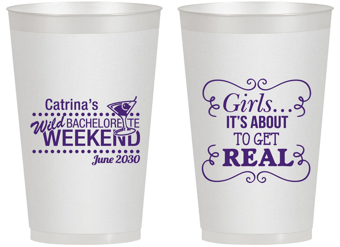 Personalized Bachelorette 14 oz Frosted Cups - About To Get Real | 60123