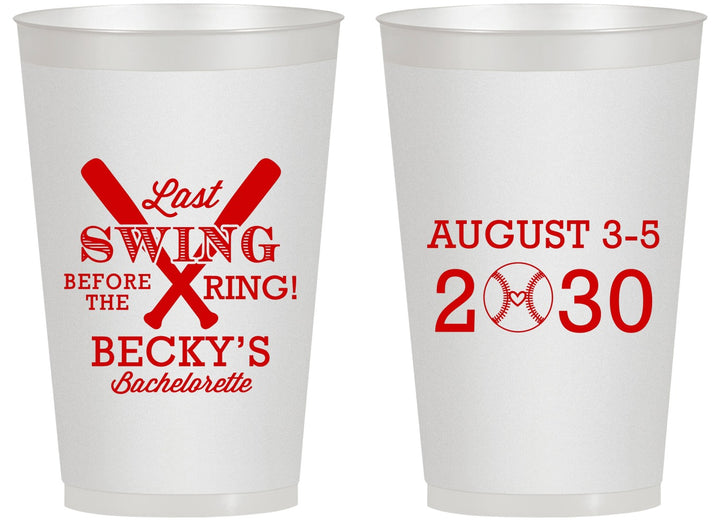 Personalized Bachelorette 14 oz Frosted Cups - Last Swing Before Ring | 60127