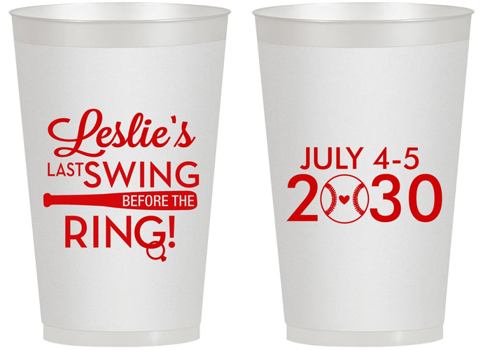 Personalized Bachelorette 14 oz Frosted Cups - Last Swing Before Ring | 60128