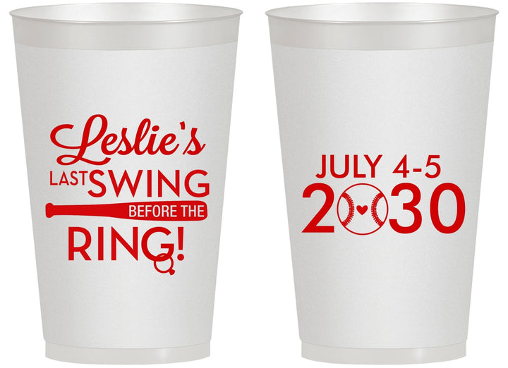 Personalized Bachelorette 14 oz Frosted Cups - Last Swing Before Ring | 60128