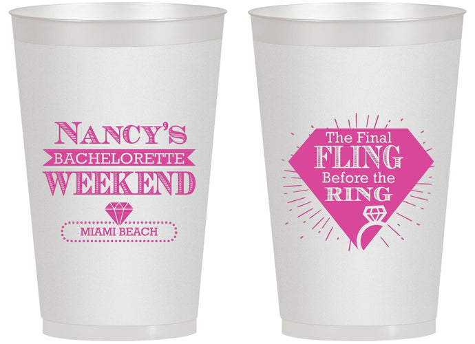 Personalized Bachelorette 14 oz Frosted Cups - Final Fling Before The Ring | 60129