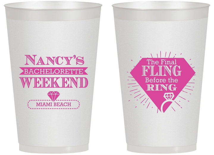 Personalized Bachelorette 14 oz Frosted Cups - Final Fling Before The Ring | 60129