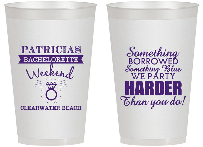 Personalized Bachelorette 14 oz Frosted Cups - Something Borrowed | 60130