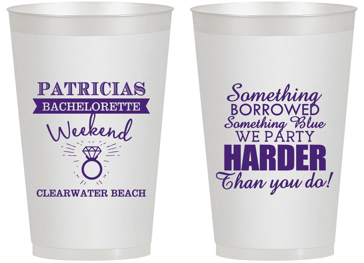 Personalized Bachelorette 14 oz Frosted Cups - Something Borrowed | 60130