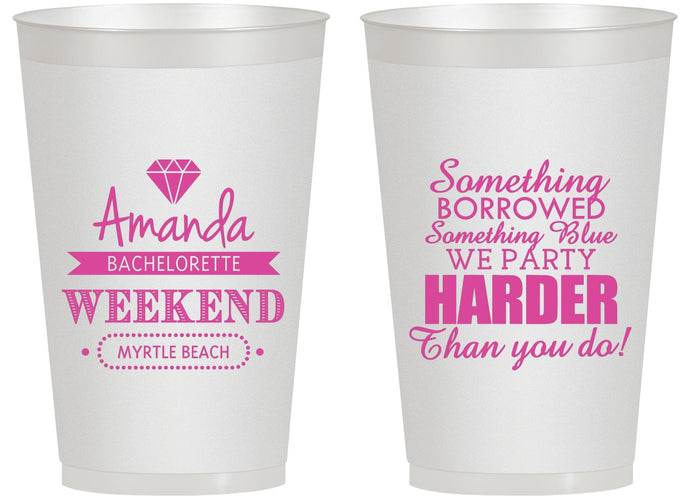Personalized Bachelorette 14 oz Frosted Cups - Something Borrowed | 60131