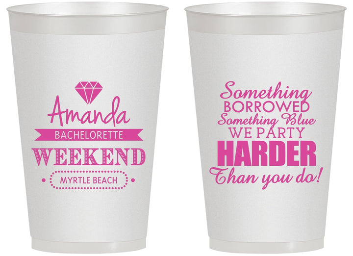 Personalized Bachelorette 14 oz Frosted Cups - Something Borrowed | 60131