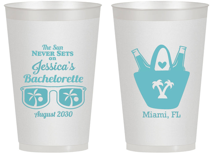 Personalized Bachelorette 14 oz Frosted Cups - Beach Sun Never Sets | 60136
