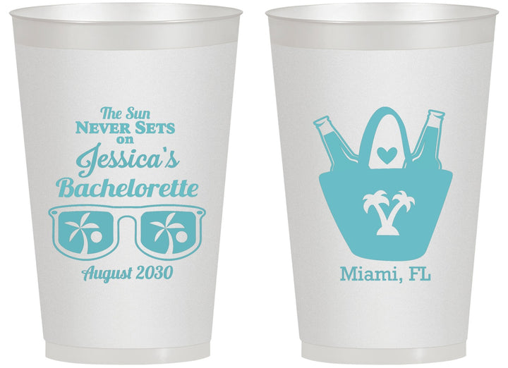 Personalized Bachelorette 14 oz Frosted Cups - Beach Sun Never Sets | 60136