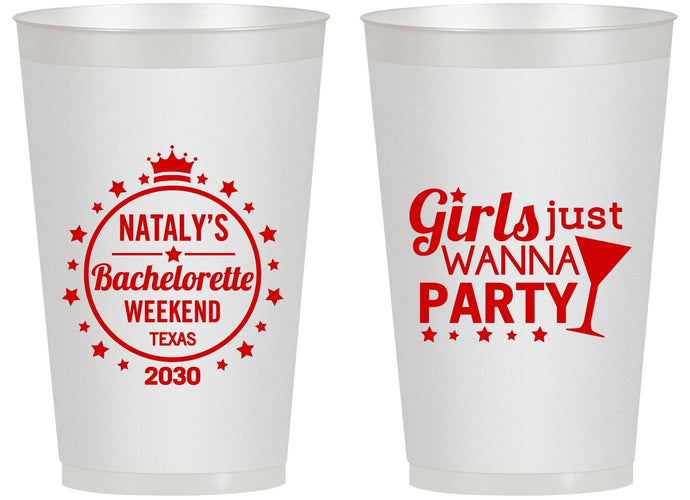 Personalized Bachelorette 14 oz Frosted Cups - Girls Just Wanna Party | 60139