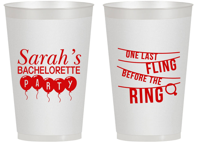 Personalized Bachelorette 14 oz Frosted Cups - Last Fling Before Rings | 60140