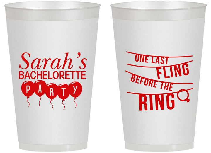 Personalized Bachelorette 14 oz Frosted Cups - Last Fling Before Rings | 60140