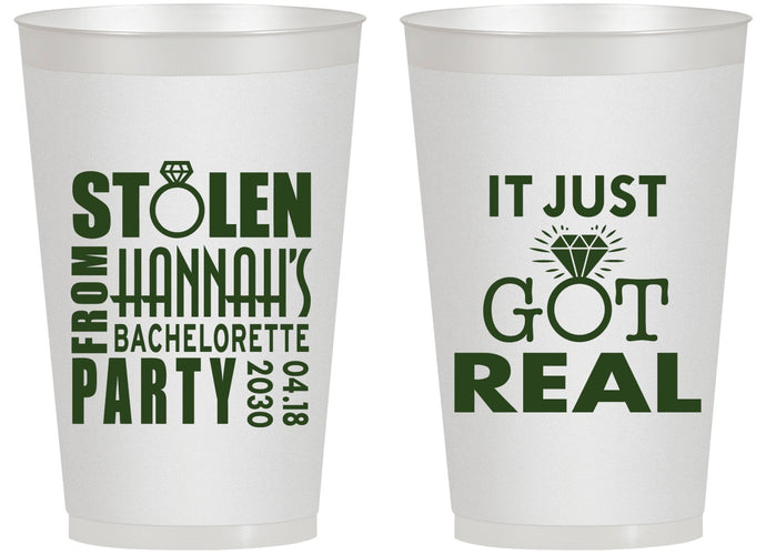 Personalized Bachelorette 14 oz Frosted Cups - Just Got Real | 60141