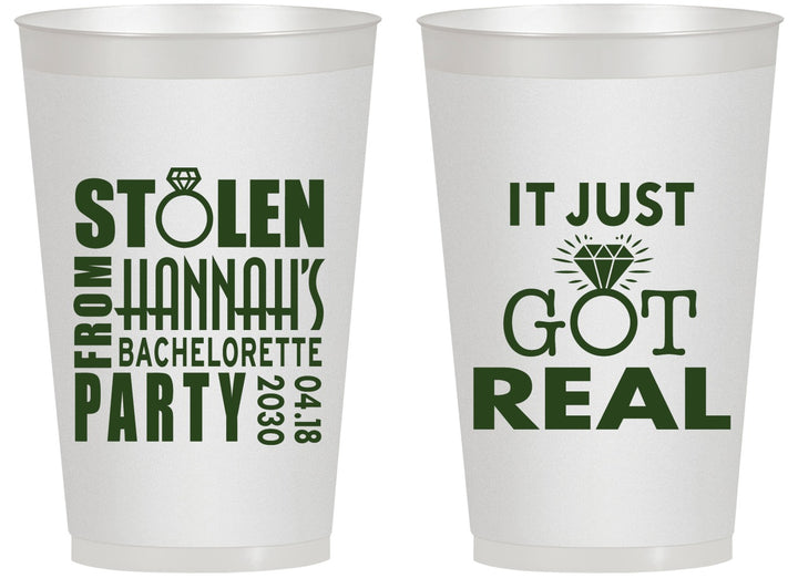 Personalized Bachelorette 14 oz Frosted Cups - Just Got Real | 60141