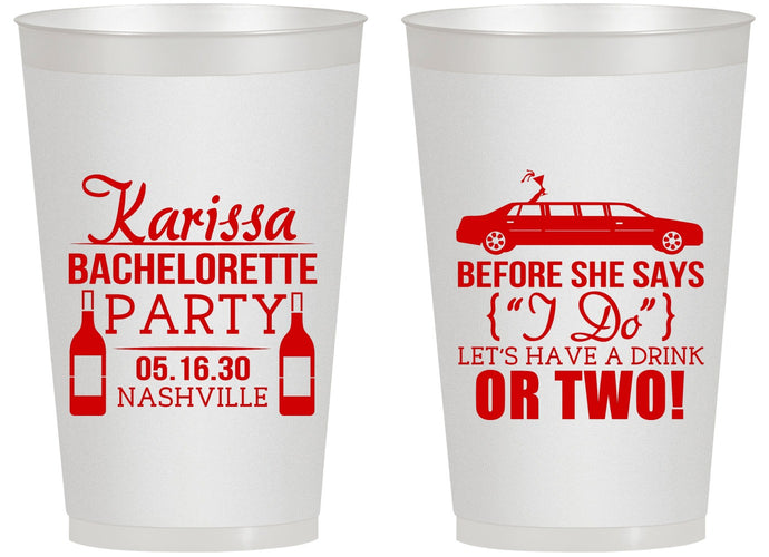 Personalized Bachelorette 14 oz Frosted Cups - Before She Says I Do | 60142