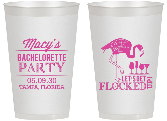 Personalized Bachelorette 14 oz Frosted Cups - Lets Get Flocked Up | 60143