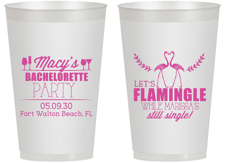 Personalized Bachelorette 14 oz Frosted Cups - Lets Flamingle Still Single | 60144