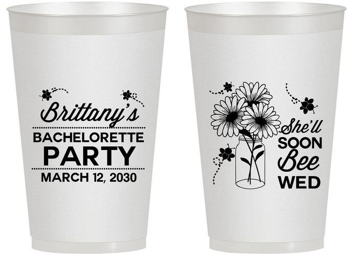 Personalized Bachelorette 14 oz Frosted Cups - She Will Soon Bee Wed | 60151