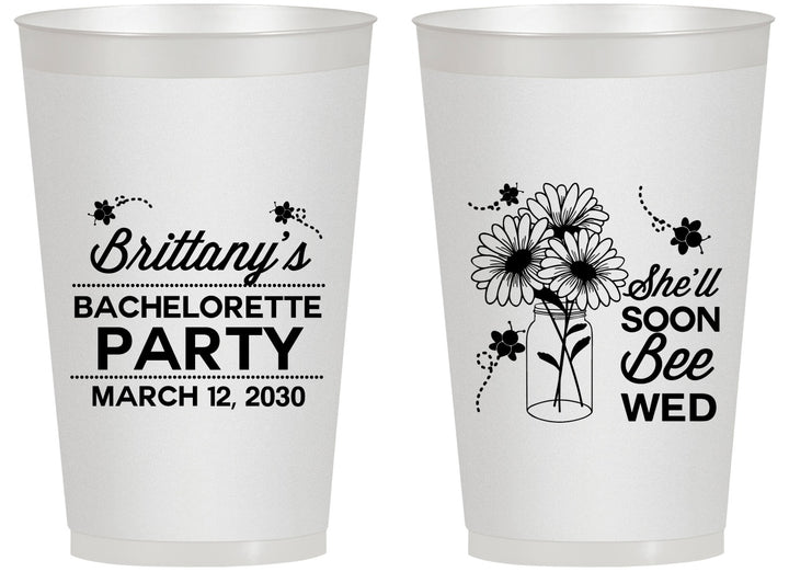 Personalized Bachelorette 14 oz Frosted Cups - She Will Soon Bee Wed | 60151