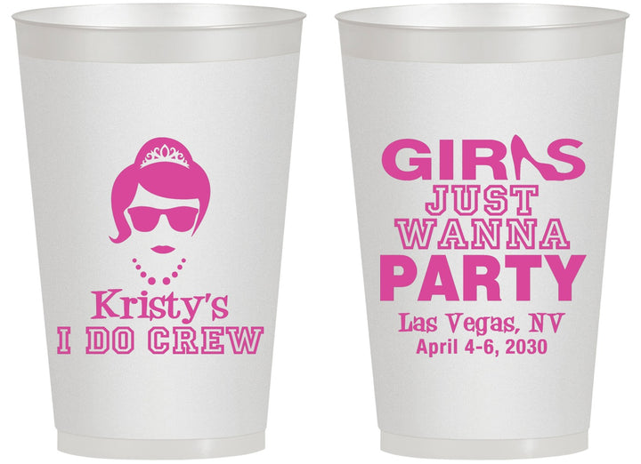 Personalized Bachelorette 14 oz Frosted Cups - Girls Just Wanna Party | 60158