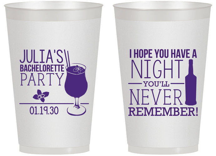 Personalized Bachelorette 14 oz Frosted Cups - Night Never Remember | 60160