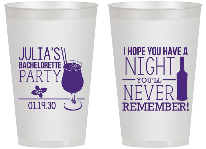 Personalized Bachelorette 14 oz Frosted Cups - Night Never Remember | 60160